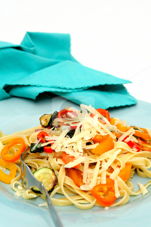 To use this stock image in your creative project, please select the size you need over to the right and click the "Add to Cart" button.
Your downloaded image will come with the Cutcaster watermark removed so don’t worry about the watermark you see on this page. Fettucini stock photo, Fettuccine with vegetables sauteed in olive oil with sweet peppers, sliced zucchini squash with grated parmesan cheese by Lynn Bendickson