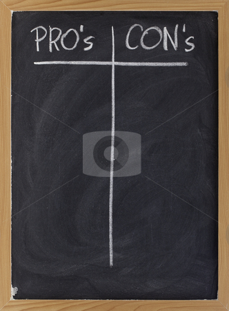 To use this stock image in your creative project, please select the size you need over to the right and click the "Add to Cart" button.
Your downloaded image will come with the Cutcaster watermark removed so don’t worry about the watermark you see on this page. Blank list of pro and contra arguments stock photo, Pros and cons, blank list of pro and con arguments - white chalk handwriting on a blackboard by Marek Uliasz
