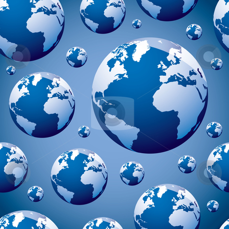 To use this stock image in your creative project, please select the size you need over to the right and click the "Add to Cart" button.
Your downloaded image will come with the Cutcaster watermark removed so don’t worry about the watermark you see on this page. World globe seamless stock vector clipart, Abstract seamless world wallpaper background pattern in blue by Michael Travers