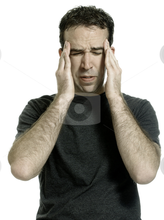 To use this stock image in your creative project, please select the size you need over to the right and click the "Add to Cart" button.
Your downloaded image will come with the Cutcaster watermark removed so don’t worry about the watermark you see on this page. Headache stock photo, A young man wearing a t-shirt is suffering from a headache, isolated against a white background by Richard Nelson