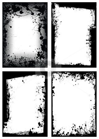 To use this stock image in your creative project, please select the size you need over to the right and click the "Add to Cart" button.
Your downloaded image will come with the Cutcaster watermark removed so don’t worry about the watermark you see on this page. Grunge border collection stock vector clipart, Black ink grunge border with white background and splat effect by Michael Travers