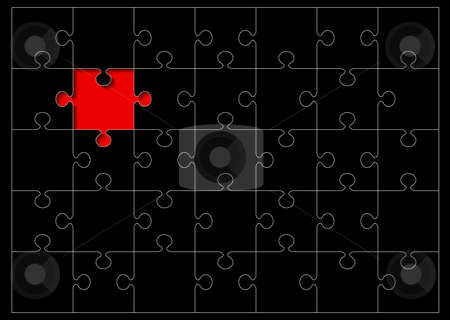 To use this stock image in your creative project, please select the size you need over to the right and click the "Add to Cart" button.
Your downloaded image will come with the Cutcaster watermark removed so don’t worry about the watermark you see on this page. Jigsaw outline missing stock vector clipart, Black jigsaw puzzle with red missing piece and white outline by Michael Travers