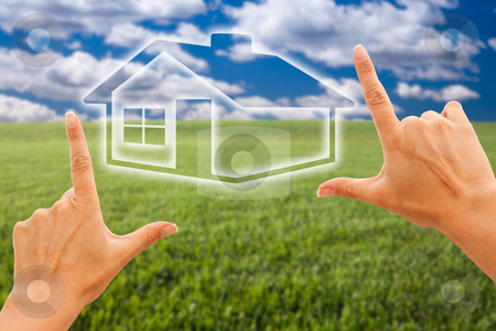 To use this stock image in your creative project, please select the size you need over to the right and click the "Add to Cart" button.
Your downloaded image will come with the Cutcaster watermark removed so don’t worry about the watermark you see on this page. Female Hands Framing House Over Grass and Sky stock photo, Female Hands Framing House Over Grass Field and Sky by Andy Dean