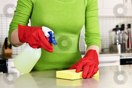 To use this stock image in your creative project, please select the size you need over to the right and click the "Add to Cart" button.
Your downloaded image will come with the Cutcaster watermark removed so don’t worry about the watermark you see on this page. Girl cleaning kitchen stock photo, Girl cleaning kitchen with sponge and rubber gloves by Elena Elisseeva