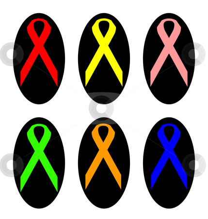 To use this stock image in your creative project, please select the size you need over to the right and click the "Add to Cart" button.
Your downloaded image will come with the Cutcaster watermark removed so don’t worry about the watermark you see on this page. Set of colorful awareness ribbons stock photo, Set of colorful awareness ribbons in black oval shapes, isolated on white background. by Martin Crowdy