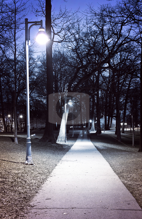 To use this stock image in your creative project, please select the size you need over to the right and click the "Add to Cart" button.
Your downloaded image will come with the Cutcaster watermark removed so don’t worry about the watermark you see on this page. Park path at night stock photo, Path through city park at night with street lamps by Elena Elisseeva
