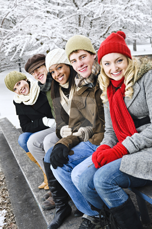 To use this stock image in your creative project, please select the size you need over to the right and click the "Add to Cart" button.
Your downloaded image will come with the Cutcaster watermark removed so don’t worry about the watermark you see on this page. Group of friends outside in winter stock photo, Group of diverse young friends outdoors in winter by Elena Elisseeva