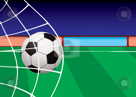 To use this stock image in your creative project, please select the size you need over to the right and click the "Add to Cart" button.
Your downloaded image will come with the Cutcaster watermark removed so don’t worry about the watermark you see on this page. Football pitch goal net stock vector clipart, Football pitch with ball in net and green stripe grass by Michael Travers