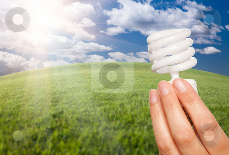 To use this stock image in your creative project, please select the size you need over to the right and click the "Add to Cart" button.
Your downloaded image will come with the Cutcaster watermark removed so don’t worry about the watermark you see on this page. Female Hand with Energy Saving Light Bulb Over Field stock photo, Female Hand Holding Energy Saving Light Bulb Over Arched Horizon of Grass Field, Clouds and Sky. by Andy Dean