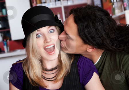 To use this stock image in your creative project, please select the size you need over to the right and click the "Add to Cart" button.
Your downloaded image will come with the Cutcaster watermark removed so don’t worry about the watermark you see on this page. Interracial kiss alone at a cafe stock photo, Interracial kiss alone at a cafe by Scott Griessel