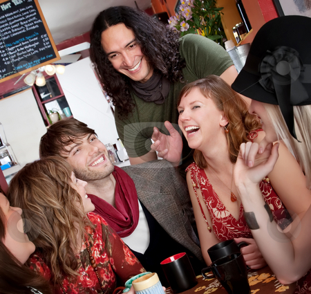 To use this stock image in your creative project, please select the size you need over to the right and click the "Add to Cart" button.
Your downloaded image will come with the Cutcaster watermark removed so don’t worry about the watermark you see on this page. Good times stock photo, Six friends having a good time at a cafe by Scott Griessel