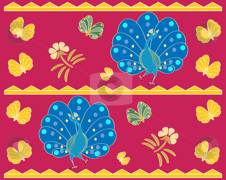 To use this stock image in your creative project, please select the size you need over to the right and click the "Add to Cart" button.
Your downloaded image will come with the Cutcaster watermark removed so don’t worry about the watermark you see on this page. Exotic design stock vector clipart, Exotic background illustrationwith stylised peacocks butterflies and flowers in asian style by Mike Smith