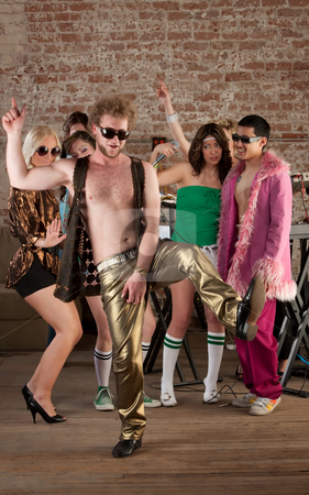 To use this stock image in your creative project, please select the size you need over to the right and click the "Add to Cart" button.
Your downloaded image will come with the Cutcaster watermark removed so don’t worry about the watermark you see on this page. 1970s Disco Music Party stock photo, Dancing man with sunglasses at a 1970s Disco Music Party by Scott Griessel