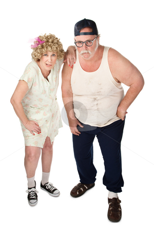 To use this stock image in your creative project, please select the size you need over to the right and click the "Add to Cart" button.
Your downloaded image will come with the Cutcaster watermark removed so don’t worry about the watermark you see on this page. Curious Couple stock photo, Snickering older couple with dirty clothes on white background by Scott Griessel