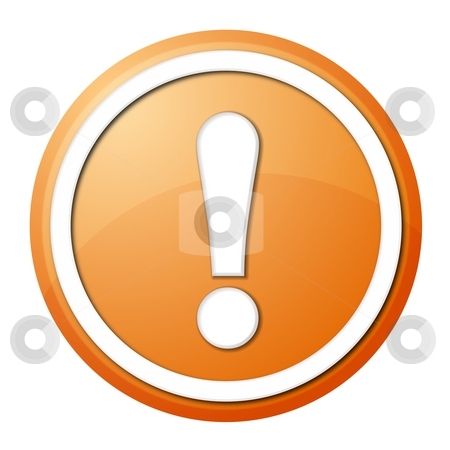 To use this stock image in your creative project, please select the size you need over to the right and click the "Add to Cart" button.
Your downloaded image will come with the Cutcaster watermark removed so don’t worry about the watermark you see on this page. Orange exclamation point button stock photo, Round button with white ring for web design and presentation by Henrik Lehnerer