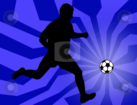 To use this stock image in your creative project, please select the size you need over to the right and click the "Add to Cart" button.
Your downloaded image will come with the Cutcaster watermark removed so don’t worry about the watermark you see on this page. Soccer player stock photo, Soccer player silhouette on blue background by Ioana Martalogu