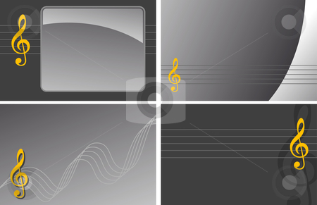 To use this stock image in your creative project, please select the size you need over to the right and click the "Add to Cart" button.
Your downloaded image will come with the Cutcaster watermark removed so don’t worry about the watermark you see on this page. Music stock vector clipart, Various backgrounds with clef by J?