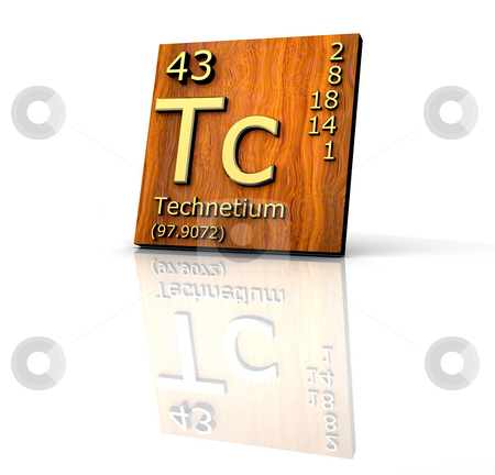 technetium form periodic table of elements - wood board