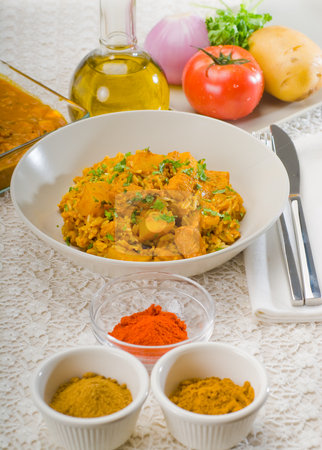 To use this stock image in your creative project, please select the size you need over to the right and click the "Add to Cart" button.
Your downloaded image will come with the Cutcaster watermark removed so don’t worry about the watermark you see on this page. Curry beef rice and potatoes stock photo, Fresh home made curry beef rice and potatoes with ingredients around composition by Francesco Perre