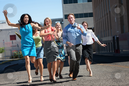 To use this stock image in your creative project, please select the size you need over to the right and click the "Add to Cart" button.
Your downloaded image will come with the Cutcaster watermark removed so don’t worry about the watermark you see on this page. Stylish, happy people running in the city. stock photo, Happy men and women running down the street. by Scott Griessel
