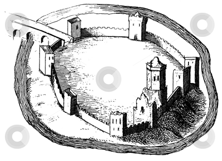 To use this stock image in your creative project, please select the size you need over to the right and click the "Add to Cart" button.
Your downloaded image will come with the Cutcaster watermark removed so don’t worry about the watermark you see on this page. Oxford Castle stock photo, Engraving of Oxford castle showing it in the 11th century, Published in book by Anthonmy Wood,