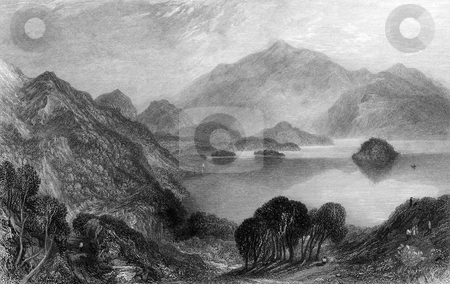 To use this stock image in your creative project, please select the size you need over to the right and click the "Add to Cart" button.
Your downloaded image will come with the Cutcaster watermark removed so don’t worry about the watermark you see on this page. Loch Katrine stock photo, Engraving of Loch Katrine, Stirling, Scotland. Engraved by William Miller in 1833. Public domain image by virtue of age. by Martin Crowdy