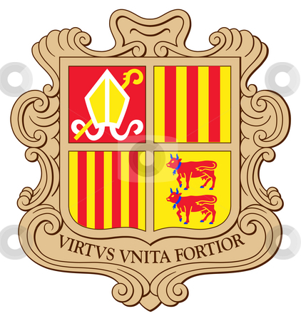 To use this stock image in your creative project, please select the size you need over to the right and click the "Add to Cart" button.
Your downloaded image will come with the Cutcaster watermark removed so don’t worry about the watermark you see on this page. Andorra Coat of Arms stock photo, Andorra coat of arms, seal or national emblem, isolated on white background. by Martin Crowdy