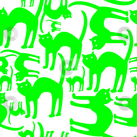To use this stock image in your creative project, please select the size you need over to the right and click the "Add to Cart" button.
Your downloaded image will come with the Cutcaster watermark removed so don’t worry about the watermark you see on this page. Green cats pattern isolated on white background stock vector clipart, Green cats pattern isolated on white, vector art illustration by Laschon Robert Paul