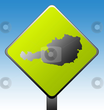 To use this stock image in your creative project, please select the size you need over to the right and click the "Add to Cart" button.
Your downloaded image will come with the Cutcaster watermark removed so don’t worry about the watermark you see on this page. Austria road sign stock photo, Black silhouetted map of Austria on green diamond shaped road sign with gradient blue sky background. by Martin Crowdy