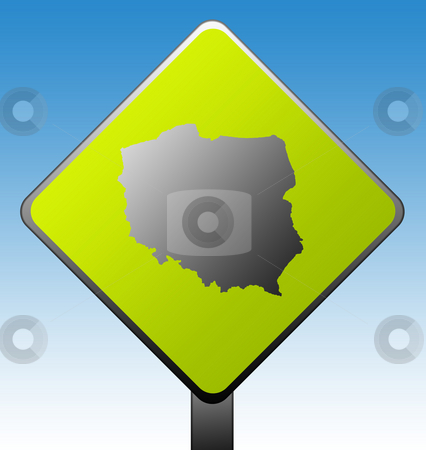 To use this stock image in your creative project, please select the size you need over to the right and click the "Add to Cart" button.
Your downloaded image will come with the Cutcaster watermark removed so don’t worry about the watermark you see on this page. Poland road sign stock photo, Black silhouetted map of Poland on green diamond shaped road sign with gradient blue sky background. by Martin Crowdy