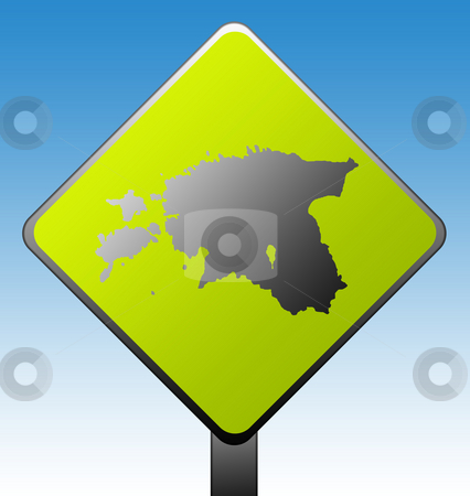 To use this stock image in your creative project, please select the size you need over to the right and click the "Add to Cart" button.
Your downloaded image will come with the Cutcaster watermark removed so don’t worry about the watermark you see on this page. Estonia road sign stock photo, Black silhouetted map of Estonia on green diamond shaped road sign with gradient blue sky background. by Martin Crowdy