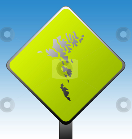 To use this stock image in your creative project, please select the size you need over to the right and click the "Add to Cart" button.
Your downloaded image will come with the Cutcaster watermark removed so don’t worry about the watermark you see on this page. Faroe Islands road sign stock photo, Black silhouetted map of Faroe Islands on green diamond shaped road sign with gradient blue sky background. by Martin Crowdy