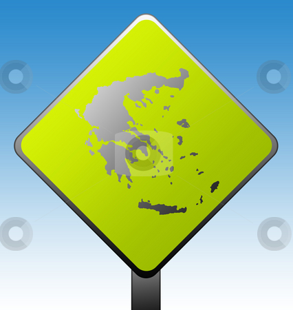 To use this stock image in your creative project, please select the size you need over to the right and click the "Add to Cart" button.
Your downloaded image will come with the Cutcaster watermark removed so don’t worry about the watermark you see on this page. Greece road sign stock photo, Black silhouetted map of Greece on green diamond shaped road sign with gradient blue sky background. by Martin Crowdy