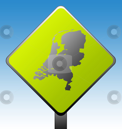 To use this stock image in your creative project, please select the size you need over to the right and click the "Add to Cart" button.
Your downloaded image will come with the Cutcaster watermark removed so don’t worry about the watermark you see on this page. Netherlands road sign stock photo, Black silhouetted map of Netherlands on green diamond shaped road sign with gradient blue sky background. by Martin Crowdy