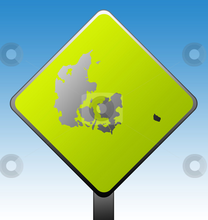 To use this stock image in your creative project, please select the size you need over to the right and click the "Add to Cart" button.
Your downloaded image will come with the Cutcaster watermark removed so don’t worry about the watermark you see on this page. Denmark road sign stock photo, Black silhouetted map of Denmark on green diamond shaped road sign with gradient blue sky background. by Martin Crowdy
