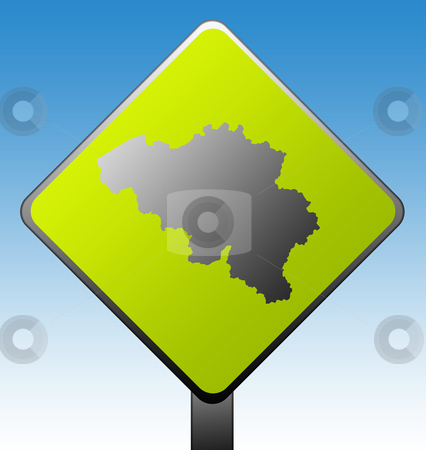 To use this stock image in your creative project, please select the size you need over to the right and click the "Add to Cart" button.
Your downloaded image will come with the Cutcaster watermark removed so don’t worry about the watermark you see on this page. Belgium road sign stock photo, Black silhouetted map of Belgium on green diamond shaped road sign with gradient blue sky background. by Martin Crowdy