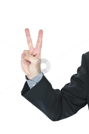 To use this stock image in your creative project, please select the size you need over to the right and click the "Add to Cart" button.
Your downloaded image will come with the Cutcaster watermark removed so don’t worry about the watermark you see on this page. Man giving peace or victory sign stock photo, Business man giving peace or victory hand gesture by Elena Elisseeva