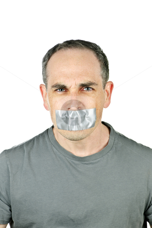 To use this stock image in your creative project, please select the size you need over to the right and click the "Add to Cart" button.
Your downloaded image will come with the Cutcaster watermark removed so don’t worry about the watermark you see on this page. Man with duct tape on mouth stock photo, Portrait of angry man with duct tape over his mouth by Elena Elisseeva
