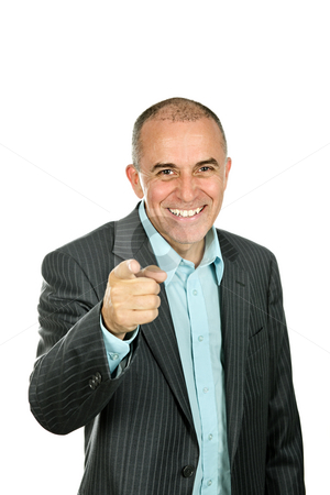 To use this stock image in your creative project, please select the size you need over to the right and click the "Add to Cart" button.
Your downloaded image will come with the Cutcaster watermark removed so don’t worry about the watermark you see on this page. Man pointing and laughing stock photo, Portrait of smiling pointing businessman isolated on white background by Elena Elisseeva
