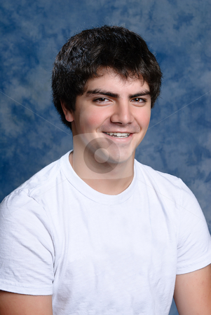 To use this stock image in your creative project, please select the size you need over to the right and click the "Add to Cart" button.
Your downloaded image will come with the Cutcaster watermark removed so don’t worry about the watermark you see on this page. Teenage Boy Portrait stock photo, A smiling teenage boy portrait with a blue background by Richard Nelson