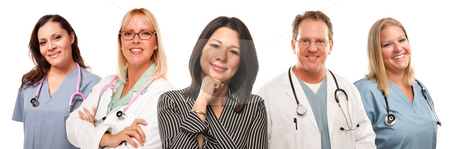 To use this stock image in your creative project, please select the size you need over to the right and click the "Add to Cart" button.
Your downloaded image will come with the Cutcaster watermark removed so don’t worry about the watermark you see on this page. Hispanic Woman with Male and Female Doctors or Nurses stock photo, Beautiful Hispanic Woman with Male and Female Doctors or Nurses Isolated on a White Background. by Andy Dean