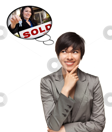 To use this stock image in your creative project, please select the size you need over to the right and click the "Add to Cart" button.
Your downloaded image will come with the Cutcaster watermark removed so don’t worry about the watermark you see on this page. Multiethnic Woman with Thought Bubbles of Agent Handing Over Key stock photo, Beautiful Multiethnic Woman with Thought Bubbles of Real Estate Agent Holding Sold Sign Handing Over Keys Isolated on a White Background. by Andy Dean