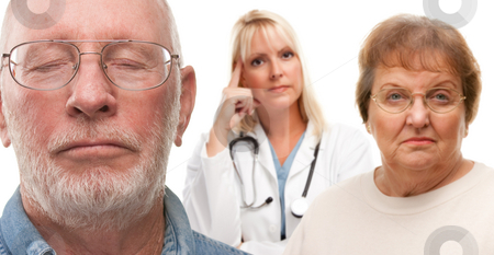 To use this stock image in your creative project, please select the size you need over to the right and click the "Add to Cart" button.
Your downloaded image will come with the Cutcaster watermark removed so don’t worry about the watermark you see on this page. Concerned Senior Couple and Female Doctor Behind stock photo, Concerned Senior Couple and Female Doctor Behind with Selective Focus the Gentleman in front. by Andy Dean