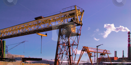 To use this stock image in your creative project, please select the size you need over to the right and click the "Add to Cart" button.
Your downloaded image will come with the Cutcaster watermark removed so don’t worry about the watermark you see on this page. Industrial landscape stock photo, Industrial Landscape: metallurgic production facility with gantry cranes. Russia, Ekaterinburg. by Alex Varlakov