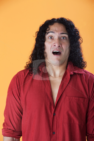 To use this stock image in your creative project, please select the size you need over to the right and click the "Add to Cart" button.
Your downloaded image will come with the Cutcaster watermark removed so don’t worry about the watermark you see on this page. Fearful Man stock photo, Handsome man with long curly hair showing fear by Scott Griessel