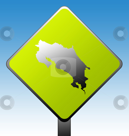 To use this stock image in your creative project, please select the size you need over to the right and click the "Add to Cart" button.
Your downloaded image will come with the Cutcaster watermark removed so don’t worry about the watermark you see on this page. Costa Rica road sign stock photo, Costa Rica map on green diamond shaped road sign with gradient blue sky background. by Martin Crowdy