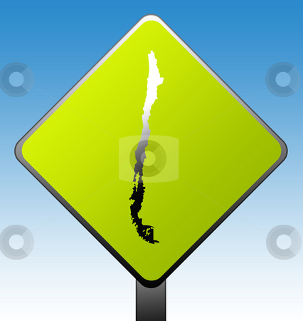 To use this stock image in your creative project, please select the size you need over to the right and click the "Add to Cart" button.
Your downloaded image will come with the Cutcaster watermark removed so don’t worry about the watermark you see on this page. Chile road sign stock photo, Chile map on green diamond shaped road sign with gradient blue sky background. by Martin Crowdy