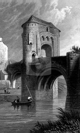 To use this stock image in your creative project, please select the size you need over to the right and click the "Add to Cart" button.
Your downloaded image will come with the Cutcaster watermark removed so don’t worry about the watermark you see on this page. Raglan Castle stock photo, Engraving of Raglan Castle with gatehouse and bridge over moat, Monmouthshire, Wales. People punting in foreground. Souced from book by B.B. Woodward, by Martin Crowdy
