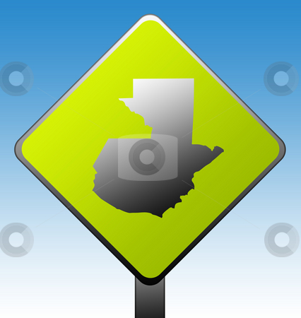 To use this stock image in your creative project, please select the size you need over to the right and click the "Add to Cart" button.
Your downloaded image will come with the Cutcaster watermark removed so don’t worry about the watermark you see on this page. Guatemala road sign stock photo, Guatemala map on green diamond shaped road sign with gradient blue sky background. by Martin Crowdy