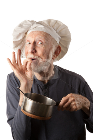 To use this stock image in your creative project, please select the size you need over to the right and click the "Add to Cart" button.
Your downloaded image will come with the Cutcaster watermark removed so don’t worry about the watermark you see on this page. Funny senior chef stock photo, Funny senior chef with big white hat and pot of beans by Scott Griessel